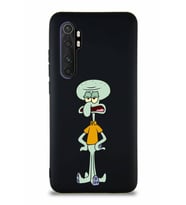 Xiaomi Mi Note 10 Lite Soft Premier Kapak Squidward Dokunaç Tasarımlı Silikon Kılıf - Siyah (Şeffaf)