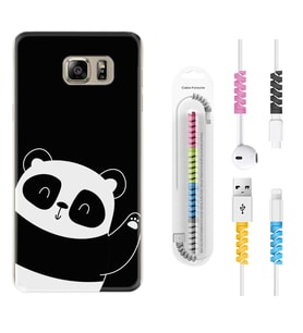 Samsung S7 Edge S20 Fe Plus Ultra S21 S22 Kılıf Kablo Koruma Spiral Silikon Bay Bay Panda 1784