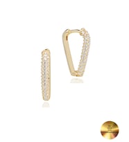 18k Serie Oro Zirkon Taşlı Üçgen Oval Gümüş Küpe (Altın)