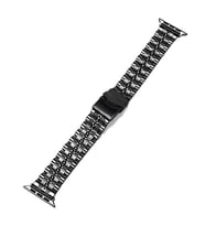 Apple Watch 7/8/9 41mm Kordon Şeritli Bakla Metal Kordon 54 (Siyah)