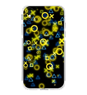 Apple iPhone XS Uyumlu Kamera Korumalı Tıpalı KapakSemboller Tasarımlı Şeffaf Kılıf