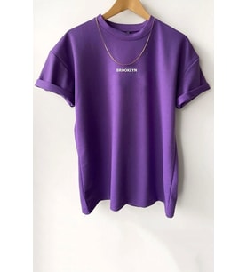 Unisex Brooklyn Baskılı T-shirt (Siyah)