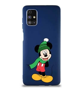 Samsung Galaxy M51 Soft Premier Kapak Mickey Mouse-G Tasarımlı Silikon Kılıf - Lacivert (Şeffaf)
