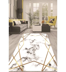 Dijital Kaymaz Taban Yıkanabilir Modern Renkli Salon Halısı Mutfak Halısı Yolluk ND-HT-326 (Gold)