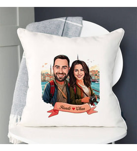 Sevgiliye Hediye Kişiye Özel Kadim İstanbul ve Aşkımız Karikatürlü Yastık