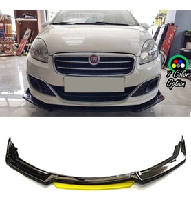 Fiat Linea Sarı Renkli Şeritli Dilli Ön Lip 4 Prç Parlak Siyah ABS 2006 - 2015