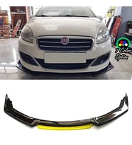 Fiat Linea Sarı Renkli Şeritli Dilli Ön Lip 4 Prç Parlak Siyah ABS 2006 - 2015