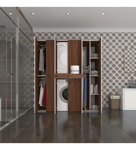 Kenzlife çamaşır-kurutma makinesi dolabı ve giysi dolabı çekmeceli ebuzer sağ raf cvz 187*160*60  banyo (Beyaz)
