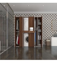 Kenzlife çamaşır-kurutma makinesi dolabı ve giysi dolabı çekmeceli ebuzer sağ raf cvz 187*160*60  banyo (Beyaz)
