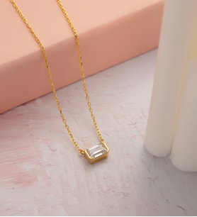 925 Ayar Baget Taşlı Zarif Gümüş Kolye (Gold)