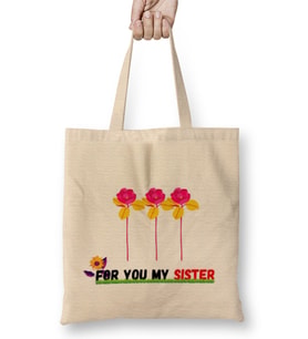 For You My Sister Flowers Bez Çanta Uzun Saplı