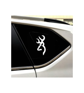 Geyik Başı Tasarım Oto Cam Sticker Beyaz 15*6 Cm