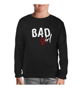 Bad Girl - Sin Siyah Çocuk Sweatshirt