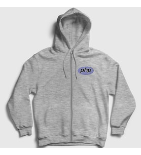 Presmono Unisex Gri Php Coder Programmer Developer Yazılımcı Fermuarlı Kapüşonlu Sweatshirt 337643tt (Gri)