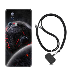 Xiaomi Mi 13 Lite Kılıf Resimli Boyun Askılı İpli Desenli Silikon Series Kara Dünya 1902