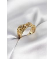 Gold Renk Zirkon Taşlı Zincir Model Kadın Yüzük TJ-BYK3971