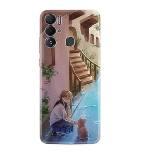 Tecno Pova Neo Kılıf Resimli Desenli Silikon Platinium Series Cat And Girl 1808