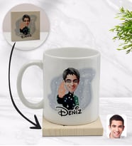 BK Gift Kişiye Özel Matrix Neo Karikatürlü Beyaz Kupa Bardak ve Ahşap Bardak Altlığı Hediye Seti - Model 1