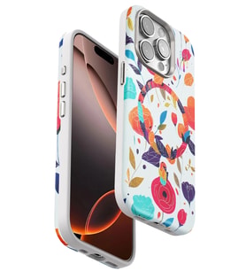 Iphone 15 Flower Series Magsafe Kapak - Beyaz