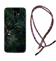 Samsung J6 Plus J7 Prime J7 Pro M20 Kılıf Boyun Asklı Rasta Silikon Flowers Cat 1345