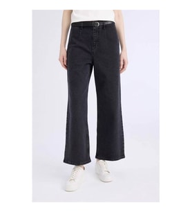 Defacto Culotte Yüksek Bel Rahat Kalıp Siyah Kadın Jean Pantolon D5887AX/NM40