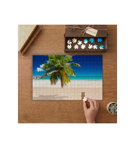 Deniz Kıyısı Palm Ağacı Kusal Tasarımı 240 parça Ahşap Puzzle Ahşap Kutuda MP00112