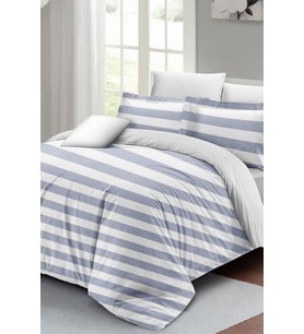 Soft Strip Luxury Çift Kişilik Pamuk Saten Nevresim Takımı
