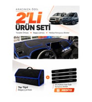 e-biz CITROEN BERLINGO K9 (2018-2026) Uyumlu Torpido Örtüsü + Tay Tüyü Çanta - Siyah-Mavi - CI015