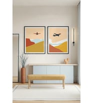 Minimalist Uçuş 2’li Ahşap Çerçeveli Tablo Seti