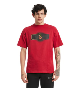 Galatasaray Orijinal Lisanslı Lazer Aslan Baskılı GS Logo Kırmızı Erkek T-Shirt