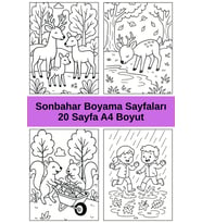 Sonbahar Boyama Sayfaları, (20 Sayfa A4 Boyut).