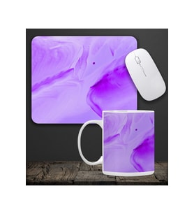Baskılı Kupa & Mor Renk Dalga Geçişli Mouse Pad 23x19cm Fare Altlığı Kaydırmaz Taban De594 Ofis Hedi