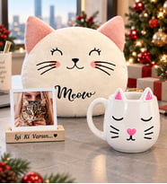 Kişiye Özel Fotoğraflı Kedi Figürlü Kupa Sweet Cat Kupa & Kedi Polar Yastık