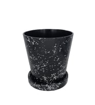 Altlıklı Dekoratif Saksı,Beton Saksı 1.2 Lt (Siyah Beyaz)