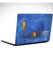 Mavi Sarı Soyut Laptop Sticker 13 İnch (34X24CM)