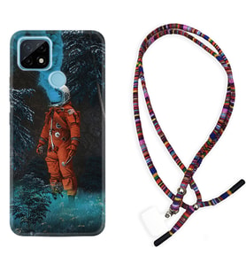 Realme C11 C21 C21Y C25Y C11 2021 Kılıf Boyun Asklı Rasta Silikon Astronot Smoke 1769