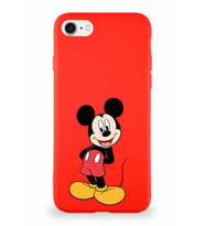 Apple iPhone SE 2020 Soft Premier Kapak Mickey Mouse-B Tasarımlı Silikon Kılıf - Kırmızı (Şeffaf)