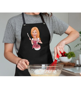 BK Gift Kişiye Özel Kadın Chef Karikatürlü Profesyonel Siyah Mutfak Önlüğü, Aşçı Önlüğü, Şef Önlüğü, Arkadaşa Hediye-7