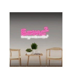 E=mc² Energy=milkxcoffee² Yazılı Neon Tabela