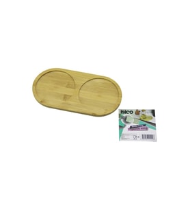 2 BÖLMELİ OVAL AHŞAP BAMBU YAĞDANLIK ALTLIK MİNİ TEPSİ 12 X 23.4 X 0.8CM (5343)