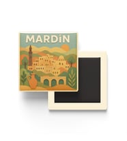 Mardin - Memleket Temalı - Paper Cut Art - Baskılı Buzdolap Magneti Kare - 9x9 cm