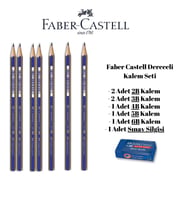 Dereceli Kalem Seti 7 Adet Kalem ve Silgi Faber Castell Dereceli Kalem Seti 2B 3B 4B 5B 6B Kalem (Siyah)