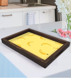 BK Gift Muz Tasarımlı Doğal Ahşap Tepsi-1