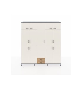 Arges Dolap 10 Raflı 2 Çekmeceli 4 Askılı 220x30x243 Antrasit-Aytaşı/Çam