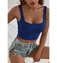 Kadın Lacivert Kalın Askılı Crop Top Büstiyer
