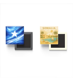 Buzdolap Magnetleri - Somali Bayrağı ve Paper Cut Tema - 2'li Set Magneti
