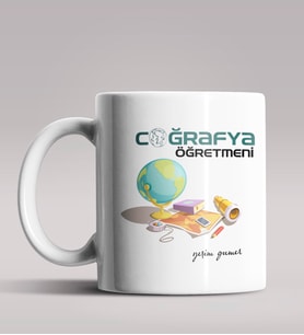 Kişiye Özel Coğrafya Öğretmeni Tasarımlı Beyaz Renk Kupa Bardak 4