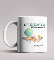 Kişiye Özel Coğrafya Öğretmeni Tasarımlı Beyaz Renk Kupa Bardak 4