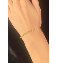 14 Ayar Altın Köşeli Oval Ataç Bileklik (Rose)