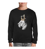 Aslan - Kraliçe Taç Siyah Çocuk Sweatshirt